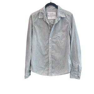 Frank &‎ Eileen Barry Button Up Shirt Striped Gray White Cotton  Preppy Sz Small